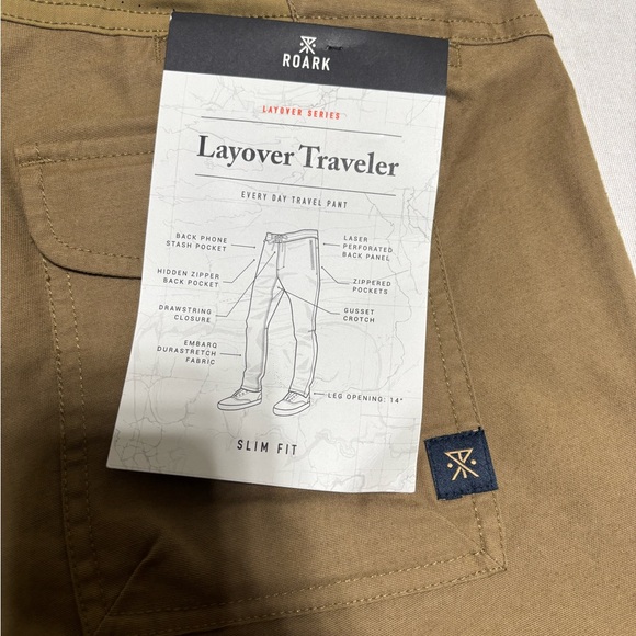 Men’s Roark Layover Traveler Pants Military Green Draw String Size 30 NWT - Picture 12 of 15